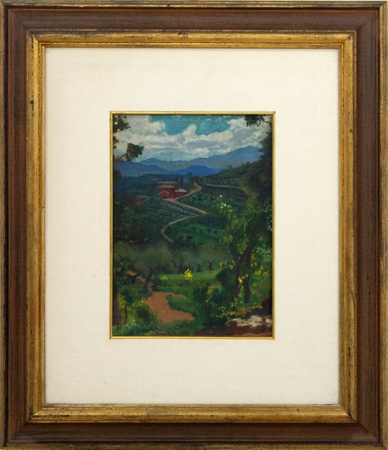 Gerardo Dottori : Paesaggio campestre  (prima decade del Novecento)  - Asta Affordable Auction - Arte Investimenti - investire con arte