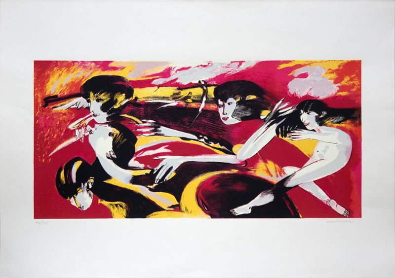 Remo Brindisi : Senza titolo  (Anni Ottanta)  - serigrafia a colori - Asta Affordable Auction - Arte Investimenti - investire con arte