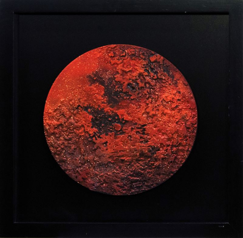 Paola Romano : Luna rossa  (2018)  - polimaterico su tavola - Asta Affordable Auction - Arte Investimenti - investire con arte