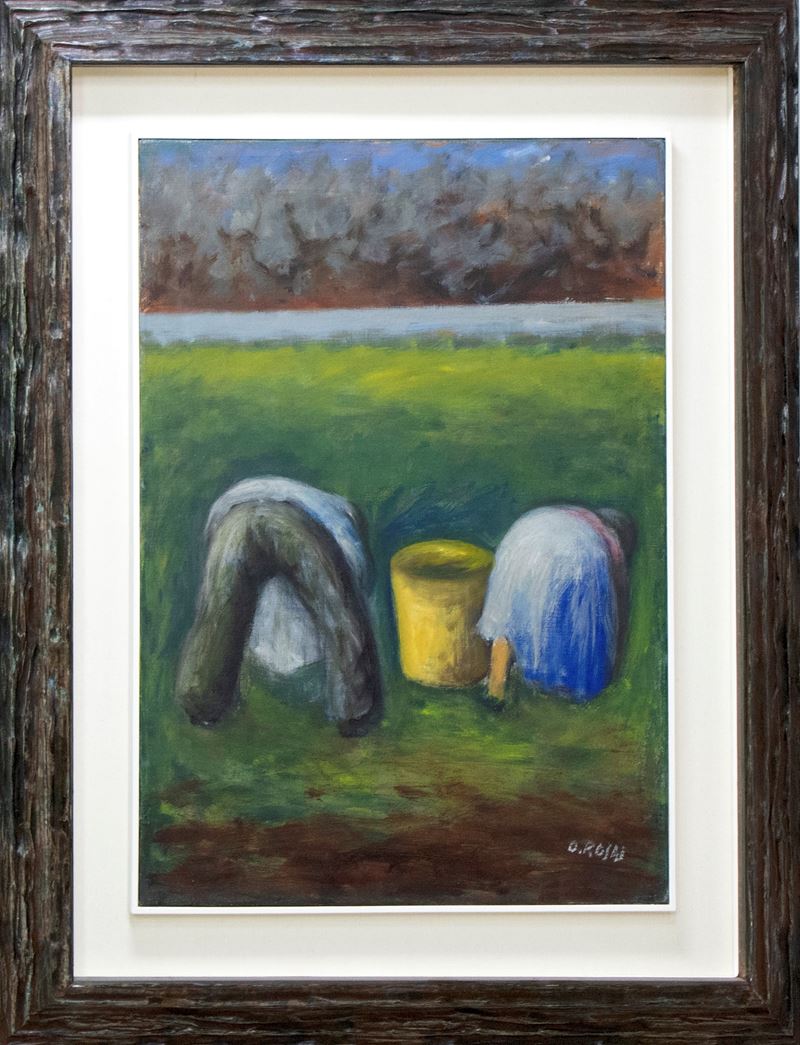 Ottone Rosai : Lavoro nei campi  (1951)  - olio su tela - Asta 9005 Auction - TRE OFFERTE - Arte Investimenti - investire con arte