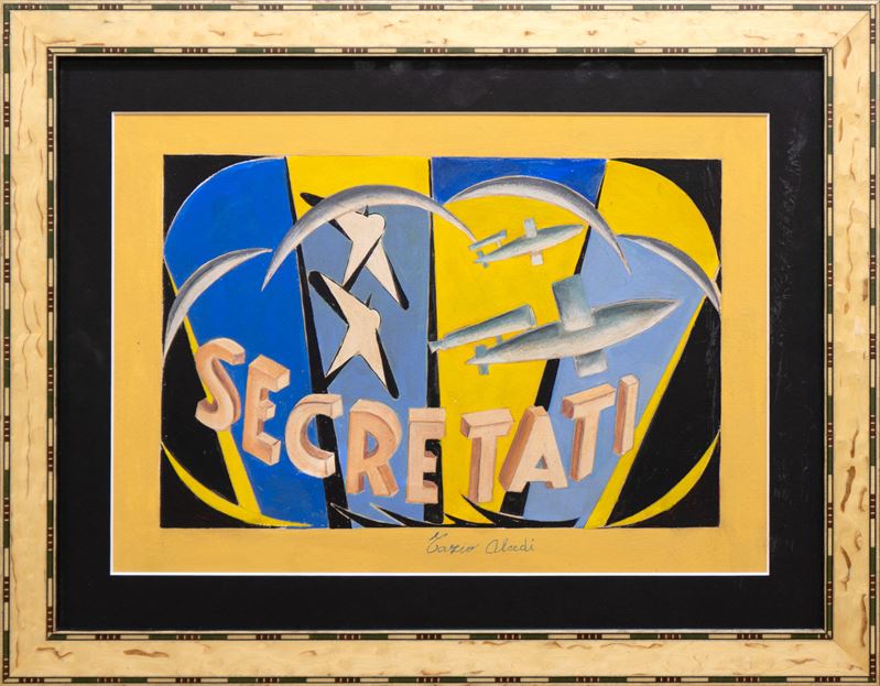 Tazio Alcedi : Secretati  (Anni '40)  - olio su cartone - Asta TV Private Sales - Francesco Boni - Arte Investimenti - investire con arte