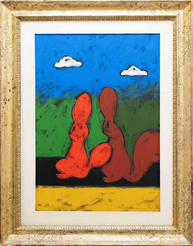 Tano Festa : Senza titolo  (Anni '80)  - acrilico su tela - Asta Affordable Auction - Arte Investimenti - investire con arte