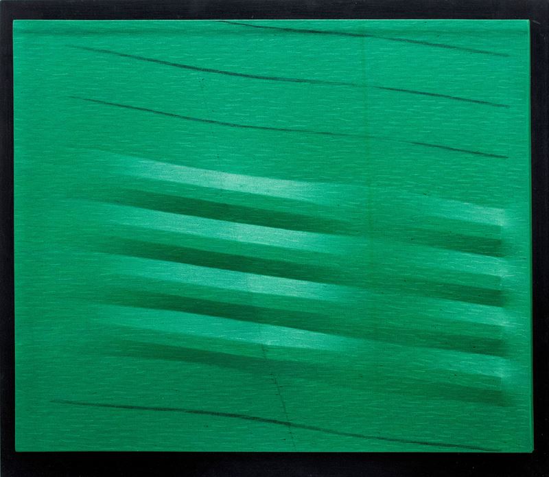 Agostino Bonalumi : Verde  (1987)  - acrilico su tela estroflessa - Asta 3151 Auction - Arte Investimenti - investire con arte