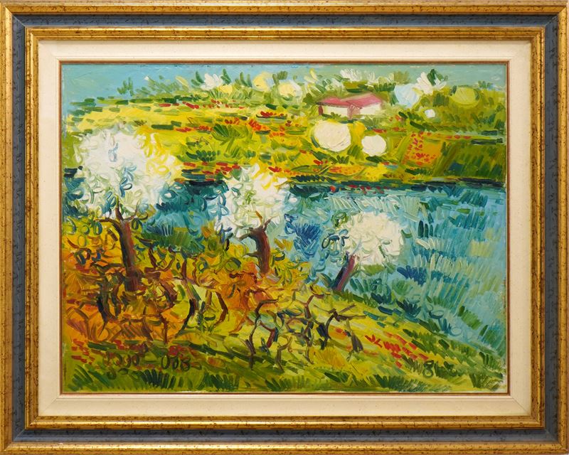 Athos Faccincani : Primavera sul lago  (1984)  - olio su tela - Asta 3152 Auction - Arte Investimenti - investire con arte