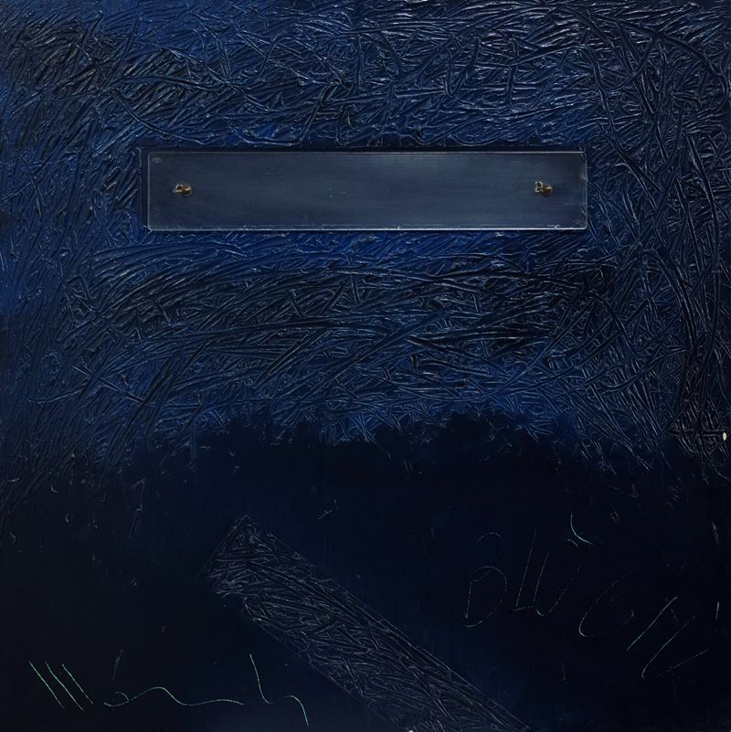 Aldo Mondino : Blu giù  (Anni '70)  - Olio e plexiglass su tela - Asta 7006 Auction - Modern and Contemporary Art - ArteIN - Investire con arte