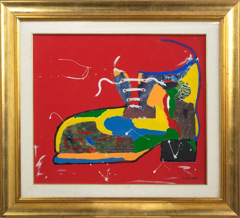Giorgio Chiesi : Senza titolo  (Anni 2000)  - Olio smalti  e collage su tela - Asta 7005 Auction - Modern and Contemporary Art - ArteIN - Investire con arte