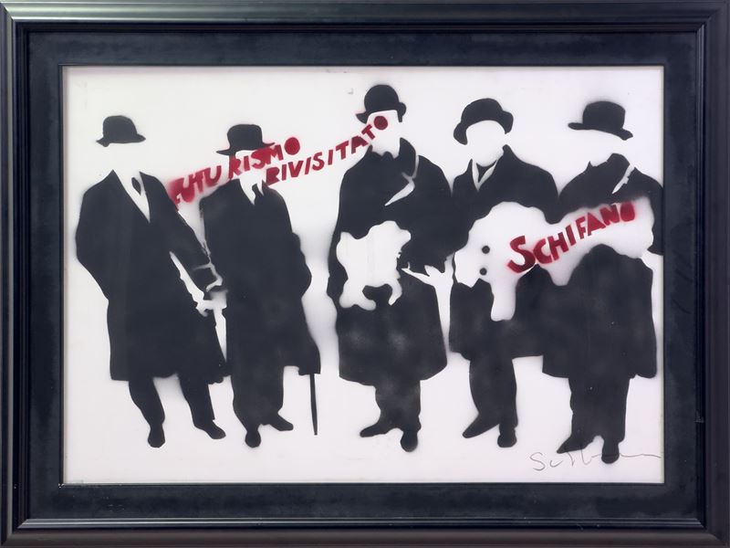 Mario Schifano : Futurismo rivisitato  (1975)  - nitroacrilico su tela - Asta 9005 Auction - TRE OFFERTE - Arte Investimenti - investire con arte
