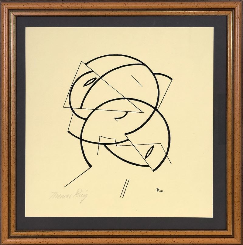 Thomas Ring : Lineare Komposition  (1921/77)  - Xilografia su Carta - Asta 7005 Auction - Modern and Contemporary Art - ArteIN - Investire con arte