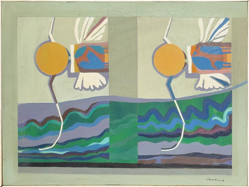 Giovanni Leonbianchi : Upwinged Flies  (1970)  - Tecnica Mista su Tela - Asta 7005 Auction - Modern and Contemporary Art - ArteIN - Investire con arte