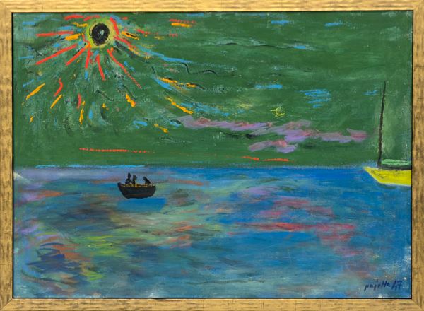 Guido  Pajetta - Marina con sole Fiammeggiante