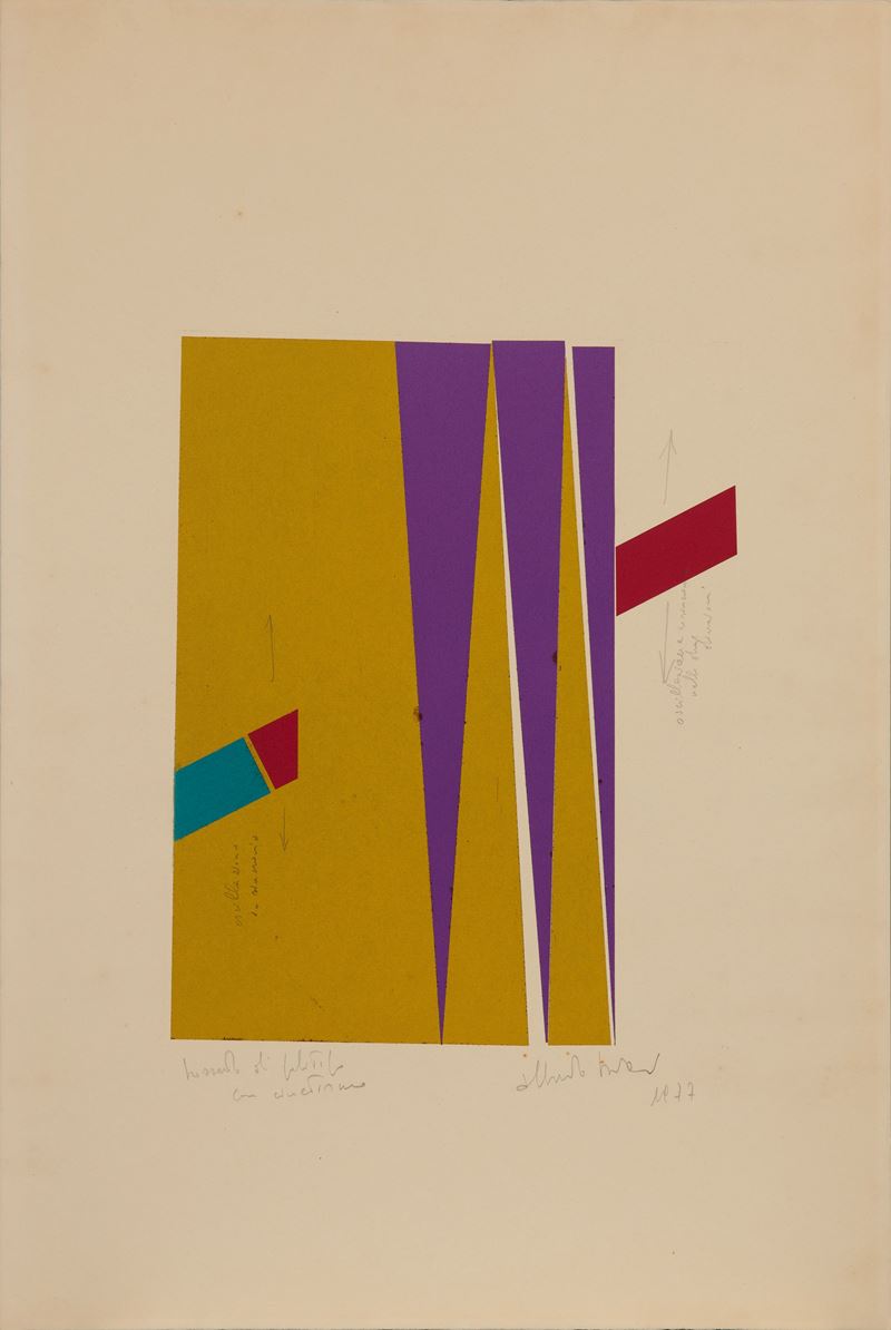 Alberto Biasi : Disegno preparatorio per politipo  (1977)  - Collage su carta - Asta 7005 Auction - Modern and Contemporary Art - ArteIN - Investire con arte