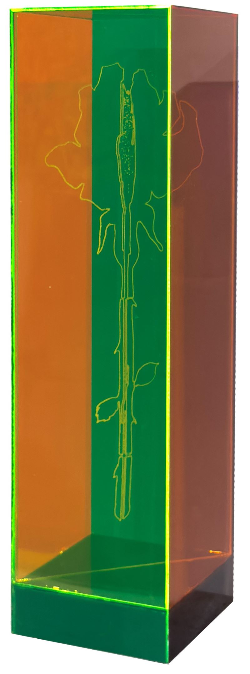 Gino Marotta : Rosa artificiale  (1990 ca.)  - Scultura in metacrilato trasparente colorato e luci led - Asta 7006 Auction - Modern and Contemporary Art - ArteIN - Investire con arte