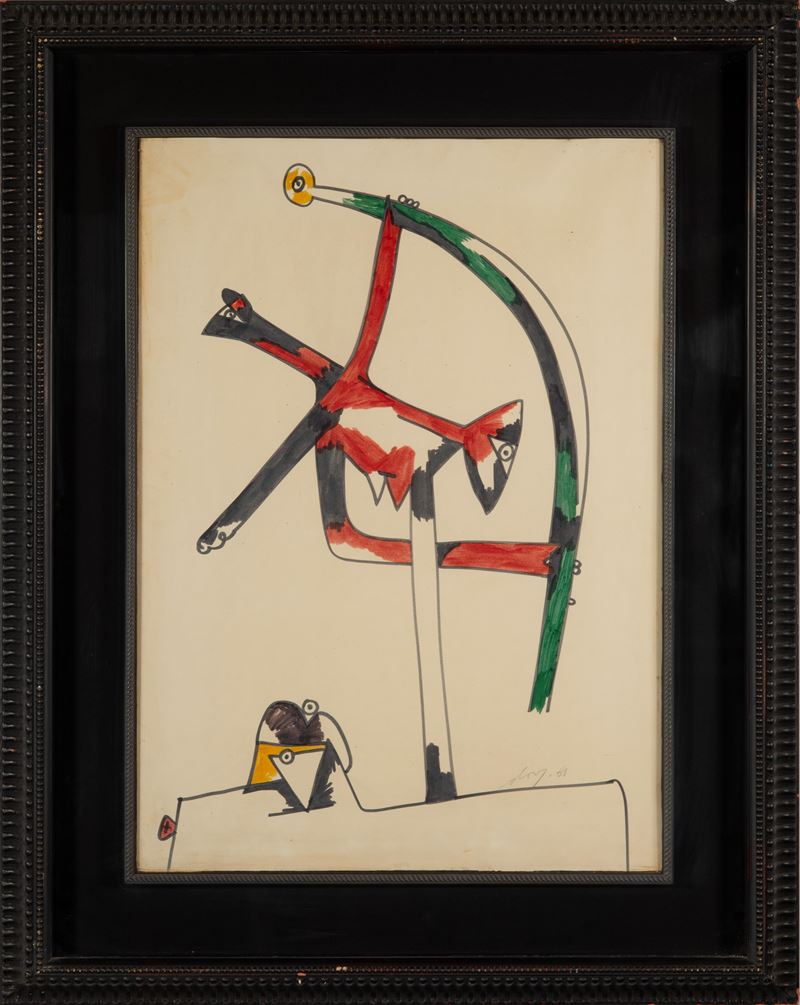 Gianni Dova : Composizione  (1961)  - Tecnica mista su cartoncino applicato su tela - Asta 7006 Auction - Modern and Contemporary Art - ArteIN - Investire con arte