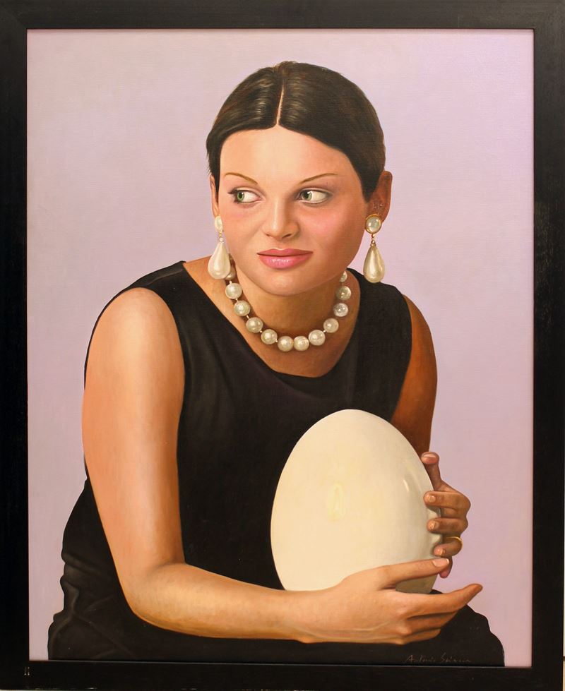 Antonio Sciacca : Senza titolo  (anni duemila)  - olio su tela - Asta 9005 Auction - TRE OFFERTE - Arte Investimenti - investire con arte